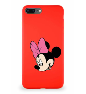 Apple iPhone 7 Plus Soft Premier Kapak Minnie Mouse-B Tasarımlı Silikon Kılıf - Kırmızı (Şeffaf)