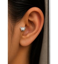 Sertifikalı 316L Çelik Minimal Ayıcık Yüzü Figürlü Premium Gümüş Renk Tragus ve Helix Piercing
