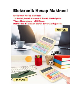 Yeni Tasarım Renkli Büyük Düğme Elektronik Hesap Makinesi 14 Haneli Temel Matematik Yüzde Hesap