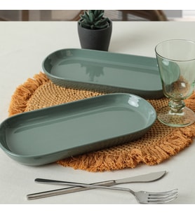 Keramika Yeşil Noyan Kayık Tabak 2 Adet 26 Cm 326