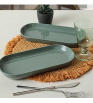 Keramika Yeşil Noyan Kayık Tabak 2 Adet 26 Cm 326