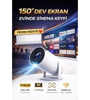 Taşınabilir Android Projektör, WiFi Destekli, 4K Ultra HD, Hediye Perde