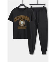 Unisex California Baskılı 2'li Eşofman Takımı (Siyah)
