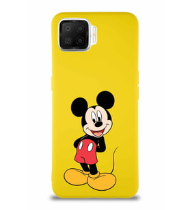 Oppo A73 Soft Premier Kapak Mickey Mouse-B Tasarımlı Silikon Kılıf - Sarı (Şeffaf)