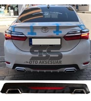 Toyota Corolla 2013-2018 Difüzör Arka Tampon Eki 2 Egzoz Çıkışlı Siyah Reflektörlü