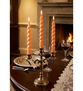 Burgu Şamdan 3'lü Mum - Mumelia Candles Doğal Soya Kutulu Dekoratif Mum - Turuncu