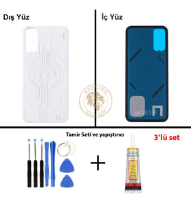 Infinix GT 30 Pro Beyaz Uyumlu Arka Kapak + Yapıştırıcı ve Vida Seti Arka Cam Batarya Pil Kapağı