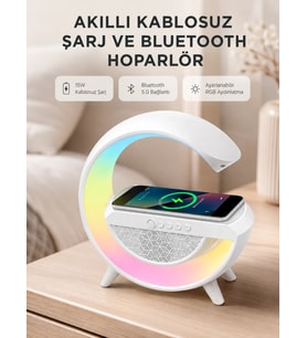 Kablosuz Şarjlı Bluetooth Hoparlör Ve Gece Lambası – Nfc, Fm Radyo, Rgb Işık