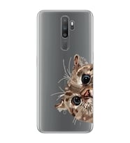 Oppo A5 2020 / A9 2020 Uyumlu Tatlı Kedi Desenli Şeffaf Telefon Kılıfı