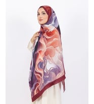 Luissa Bambu Kraş Şal Ebruli Desen Bordo