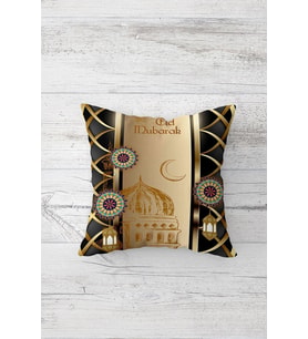 Mandala Ramazan Temalı Çift Tarafı Baskılı Gizli Fermuarlı Yastık Kılıfı Kırlent Yastık Kılıfı (Kahverengi)