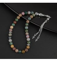 Hint Akiği Doğal Taş Tesbih 33lük - 8mm (Çok Renkli)