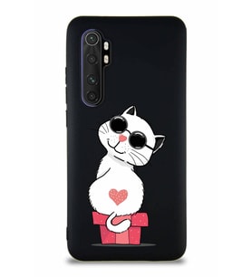 Xiaomi Mi Note 10 Lite Soft Premier Kapak Coolcat Tasarımlı Silikon Kılıf - Siyah (Şeffaf)