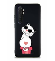 Xiaomi Mi Note 10 Lite Soft Premier Kapak Coolcat Tasarımlı Silikon Kılıf - Siyah (Şeffaf)