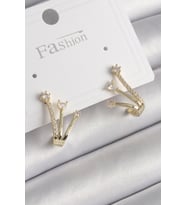 Pirinç Gold Renk Zirkon Taşlı Kadın Küpe (Karışık)