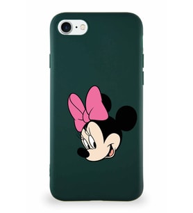Apple iPhone 8 Soft Premier Kapak Minnie Mouse-B Tasarımlı Silikon Kılıf - Yeşil (Şeffaf)
