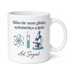 Fen Bilgisi Öğretmeni İçin Kişiye Özel İsimli Baskılı Kupa Bardak Öğretmen Hediyesi