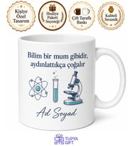 Fen Bilgisi Öğretmeni İçin Kişiye Özel İsimli Baskılı Kupa Bardak Öğretmen Hediyesi