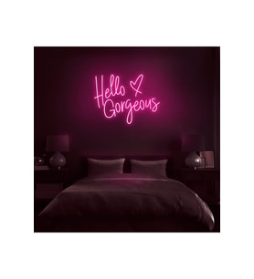 Hello Gorgeous Yazılı ve Şekilli Neon Tabela