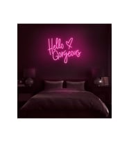 Hello Gorgeous Yazılı ve Şekilli Neon Tabela