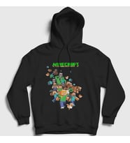 Presmono Unisex Beyaz All Minecraft Kapüşonlu Sweatshirt 28941tt (Siyah)