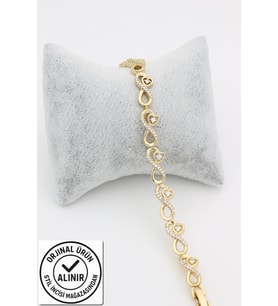 STİL İNCİSİ/XUPING JEWELRY SONSUZLUK KALPLİ ZİRKON TAŞLI BİLEKLİK (Altın Rengi)