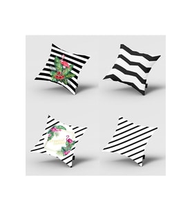 Kırlent Kılıfı 4lu Dijital Baskılı Flamingo Desen Baskılı Renkli Dekoratif 40x40 (Çok Renkli)