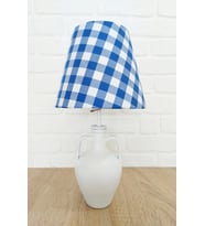 PLAID MAVİ RENK AMFORA AYKLI ABAJUR (Beyaz)