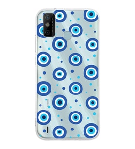 PrintiFy Tecno Spark 6 GO ile Uyumlu 1mm Slim Fit Nazar Boncuğu 1 Baskılı Şeffaf  Kılıf