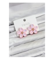 Mey İthalat® Pembe Renk Kristal Taşlı Çiçek Model Kadın Küpe
