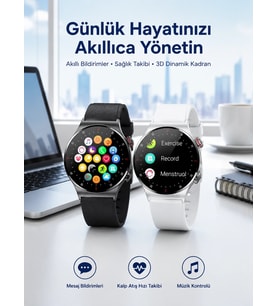 Akıllı Saat Amoled Ekran Bluetooth Bağlantılı Sesli Görüşme Nabız Ölçer