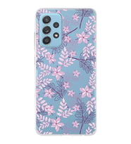 Samsung Galaxy A52 Uyumlu Kapak Floral Pudra Tasarımlı Şeffaf Silikon Kılıf