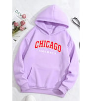 Unisex Chiago Baskılı Sweatshirt (Lila)
