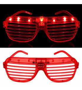LED Işıklı Panjur Parti Gözlüğü Kırmızı Renk Shutter Gözlük