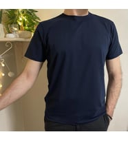 Erkek Slim Fit Dar Kesim Bisiklet Yaka Kısa Kol Pamuklu Tişört  (Lacivert)
