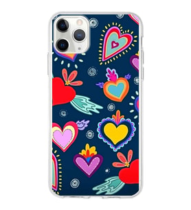 PrintiFy Apple  iPhone 11 Pro ile Uyumlu 1mm Slim Fit Retro Renkler 3 Baskılı Şeffaf  Kılıf