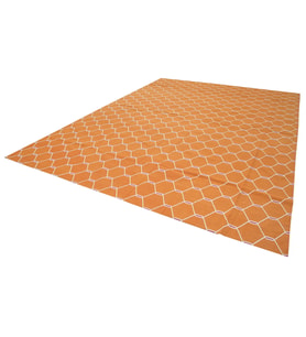 Terra Tonlu Geometrik Kilim Modern El Dokuma Düz Dokuma Salon Kilimi Yatak Odası Pamuk Yün