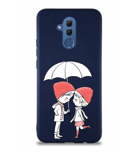 Huawei Mate 20 Lite Soft Premier Kapak Aşk Tasarımlı Silikon Kılıf - Lacivert (Şeffaf)