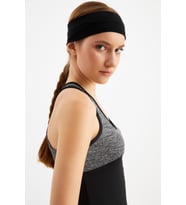 Siyah Kadın Pamuklu Penye, Kaymaz, Terletmez, Ultra Hafif, Spor Saç Bandı Bandana