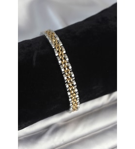 316L Çelik 7 mm Kalınlıkta Gold ve Gümüş Renkli Erkek Bileklik - TJ-EB3766