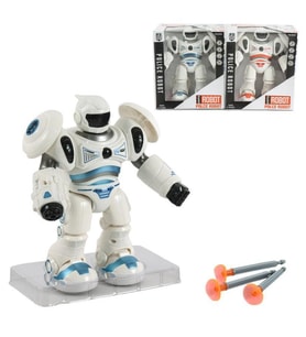 Pilli Sesli Ok Atan Kırmızı ve Beyaz Renkli Robot - Mavi Su Dünyası (Çok Renkli)