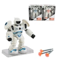 Pilli Sesli Ok Atan Kırmızı ve Beyaz Renkli Robot - Mavi Su Dünyası (Çok Renkli)