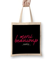 French Slogan Merci Beaucoup Bez Çanta Uzun Saplı