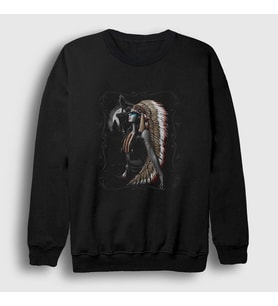 Presmono Unisex Siyah Lady Indian Kızılderili Sweatshirt 306828tt