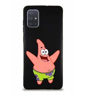 Samsung Galaxy A71 Soft Premier Kapak Patrick Yıldız Tasarımlı Silikon Kılıf - Siyah (Şeffaf)