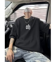 Erkek Kısa Kol Yazlık Tişört Bisiklet Yaka Baskılı Oversize T-Shirt - Siyah