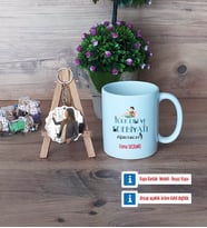 Kadın Türk Dili ve Edebiyatı Öğretmenine Hediye Kupa Bardak Beyaz ve Fotoğraflı Ahşap Anahtarlık Hediye (Model 1)