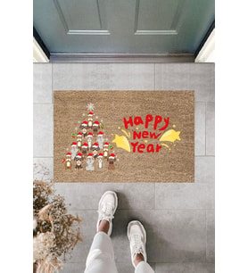 Dormot Modern Baskı - Happy New Year 5 - Karşılama Kapı Önü Paspası (Bej)