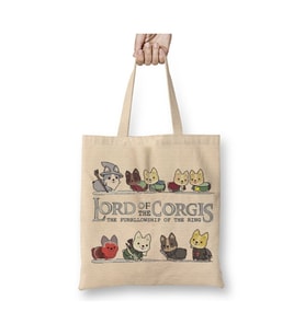 Lord Of The Rings Dogs Corgis Beyaz Bez Çanta Uzun Saplı Alışveriş Çantası Plaj Çantası