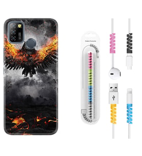 INFINIX Smart 4 5 6 Zero 8 S5 Pro Kılıf Kablo Koruma Spiral Silikon Ateş Kartalı 1766